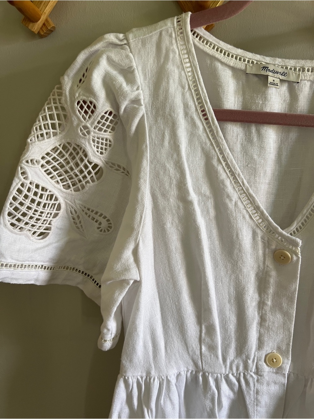 Madewell Women’s Small White Eyelet Midi Dress - Picture 4 of 4
